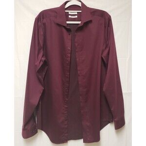 Calvin Klein Mens Long Sleeve Button Down Plum Formal Dress Shirt Sz 16 NWOT